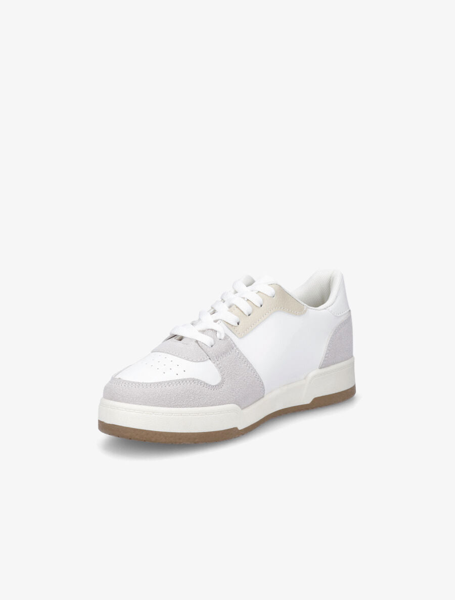 Sneakers en simili et suédine - Beige - 3