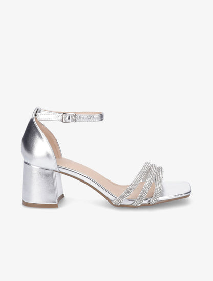 Sandales mi-hautes à strass - Argent - 5
