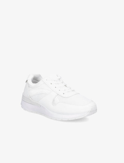 Baskets en simili et suédine - Blanc - 2