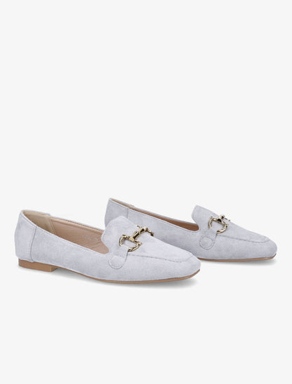 Mocassins à boucle en suédine - Bleu clair - 4