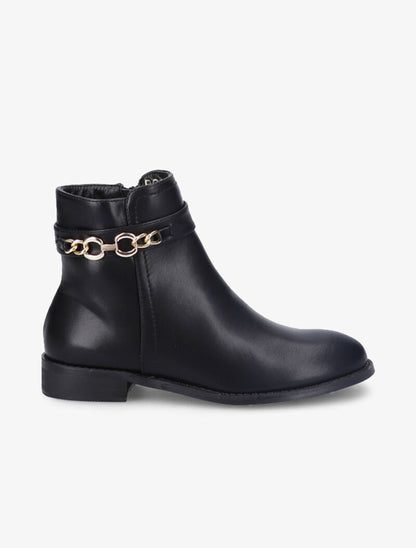 Bottines à chaîne décorative dorée - Noir - 2