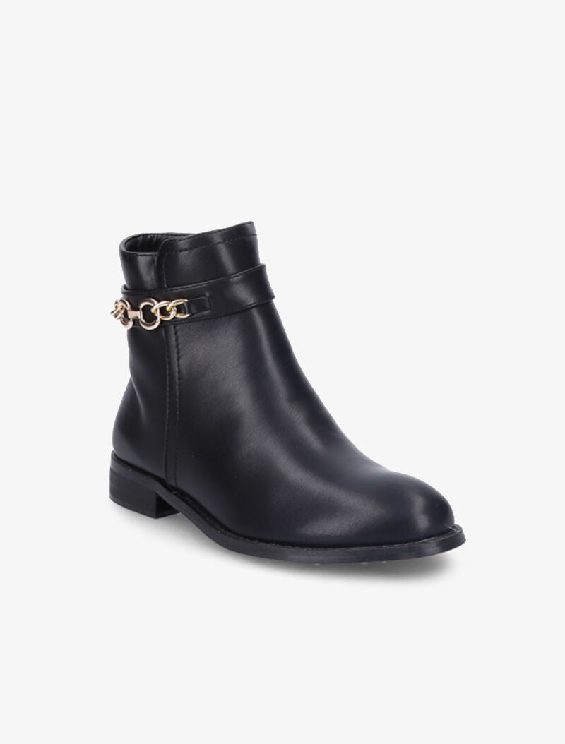 Bottines à chaîne décorative dorée - Noir - 3