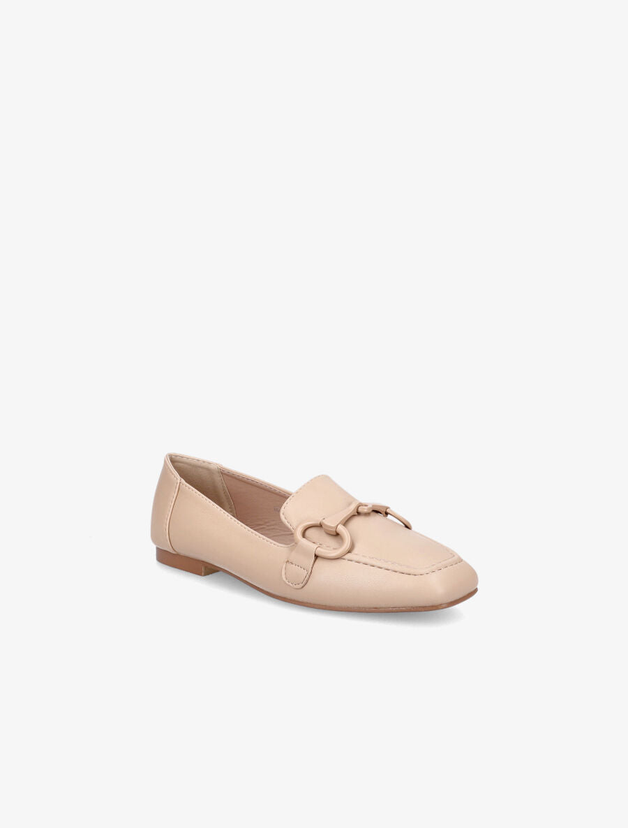 Mocassins à boucle en simili - Beige foncé - 2