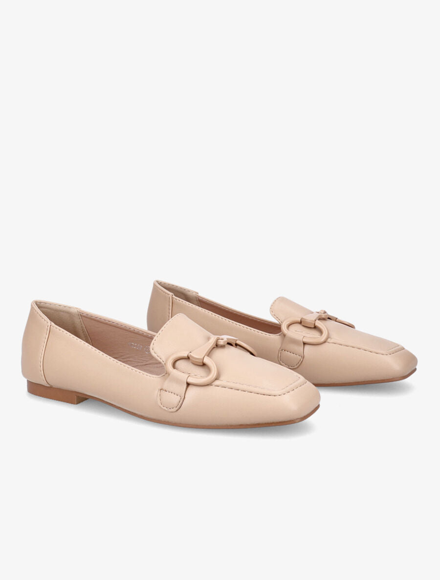 Mocassins à boucle en simili - Beige foncé - 4