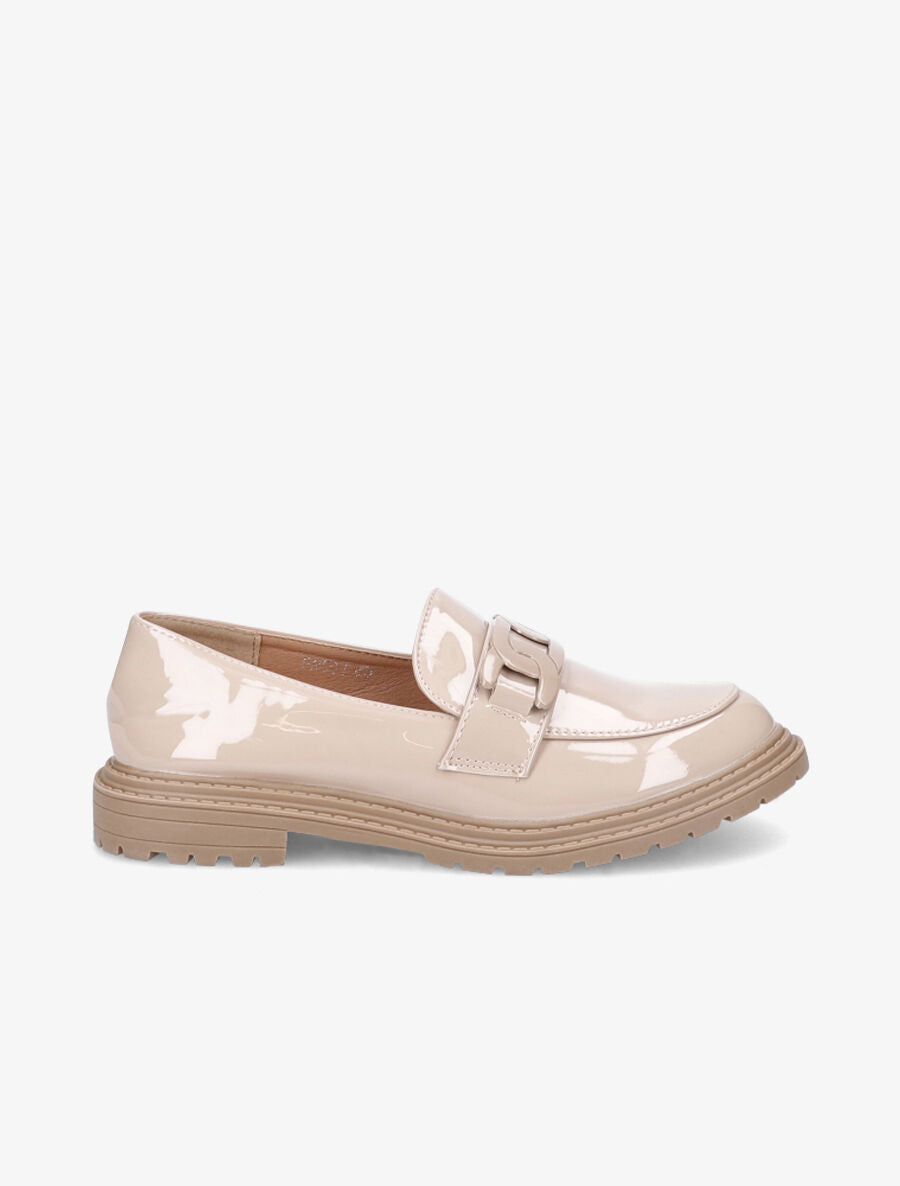 Mocassins vernis et boucle - Beige - 5