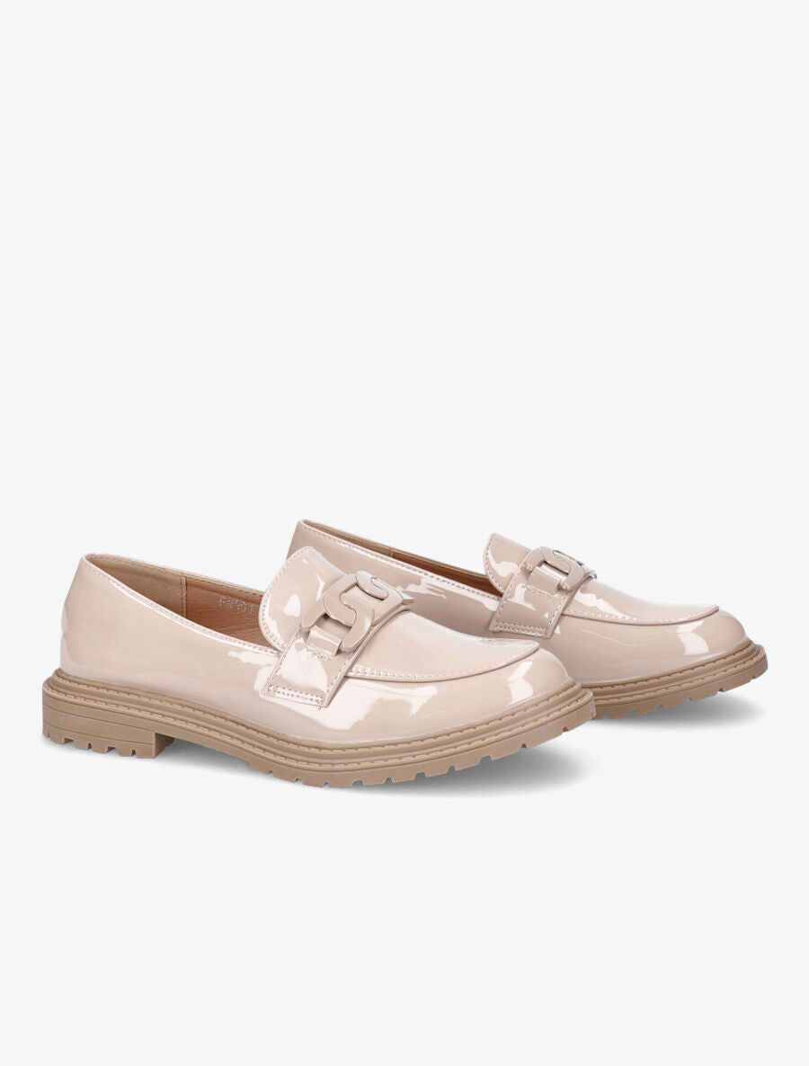 Mocassins vernis et boucle - Beige - 4