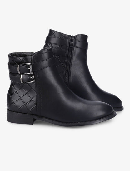 Bottines à contrefort effet osier à boucles - Noir - 5