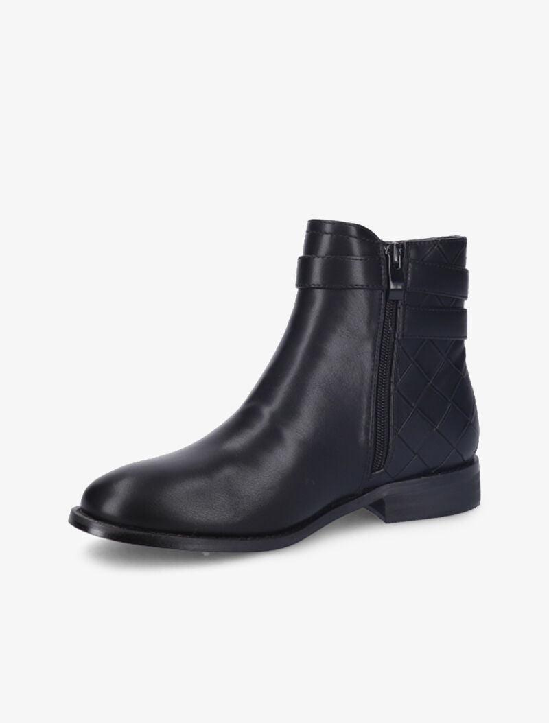 Bottines à contrefort effet osier à boucles - Noir - 4