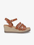 Sandales mi-haute en simili à talon compensé - Camel - 1