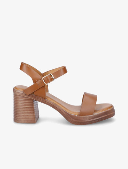 Sandales mi-hautes en simili - Camel - 1