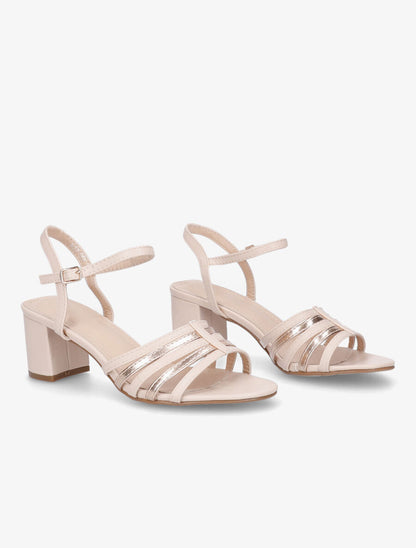 Sandales en simili à multi brides - Beige - 4
