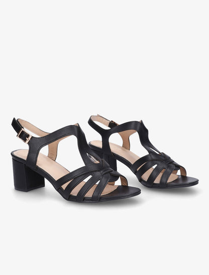 Sandales en simili à brides fantaisies - Noir - 4