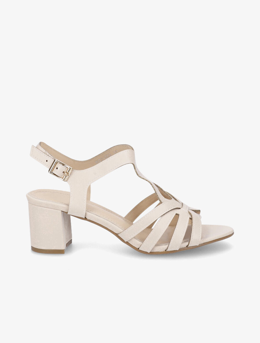 Sandales en simili à brides fantaisies - Beige - 1