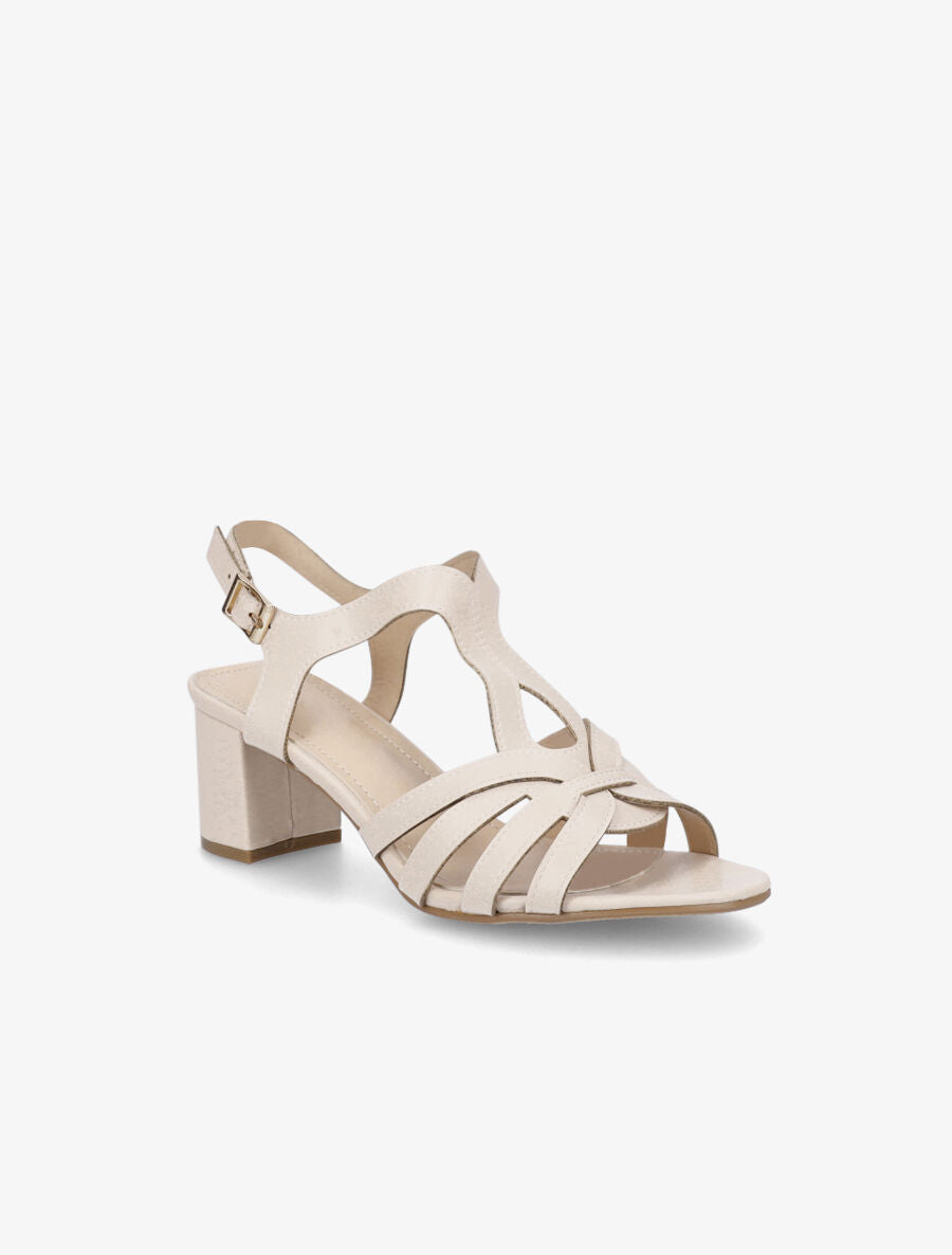 Sandales en simili à brides fantaisies - Beige - 2