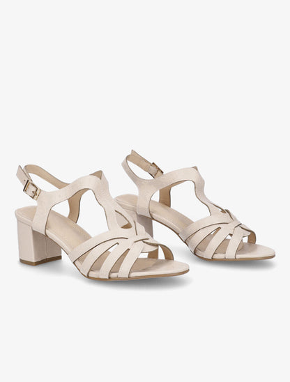 Sandales en simili à brides fantaisies - Beige - 4