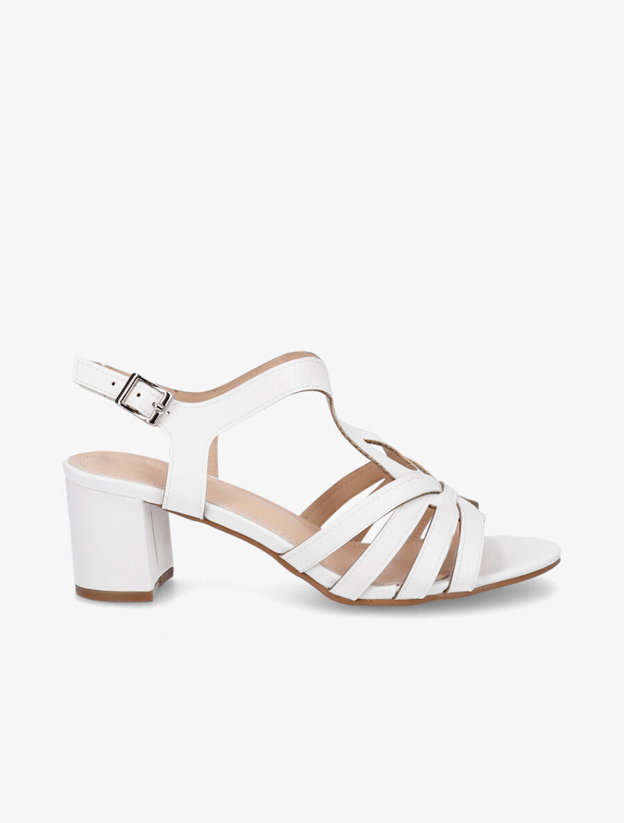 Sandales en simili à brides fantaisies - Blanc - 1