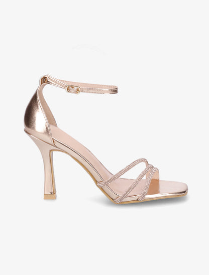 Sandales à talon aiguille et strass en simili - Rose gold - 5