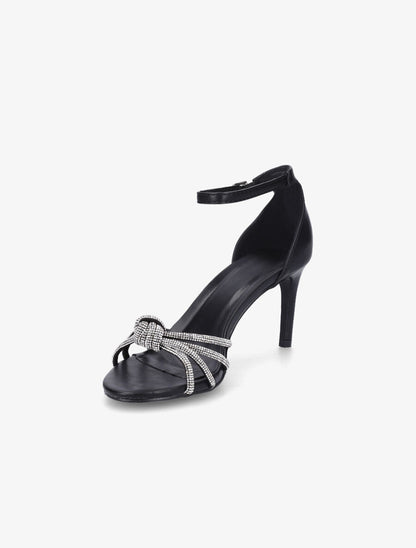 Sandales à talon aiguille et brides ornées de strass - Noir - 3