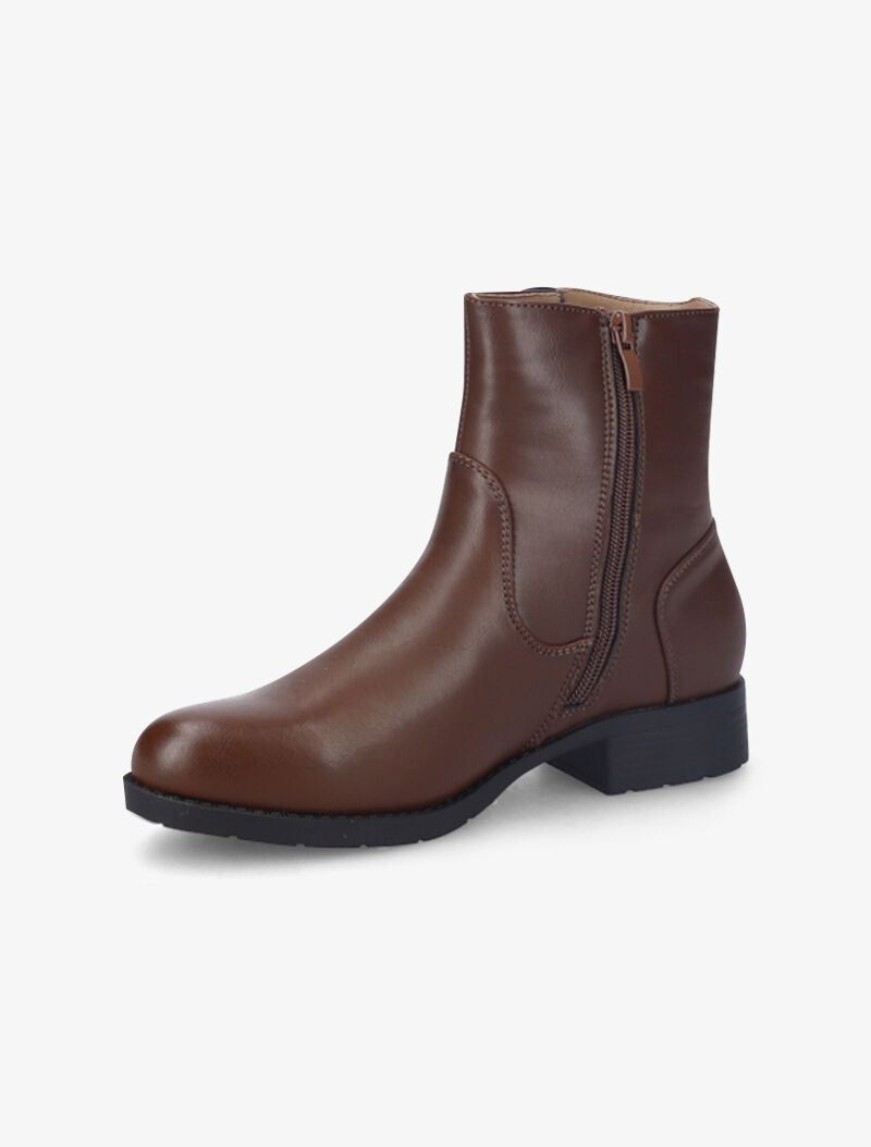 Bottines en simili à boucle carrée - Marron - 3