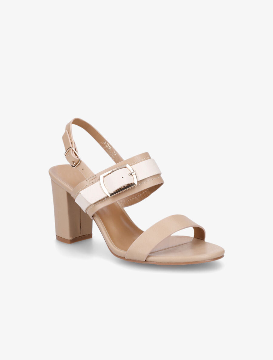 Sandales à talon et double boucles - Beige - 2