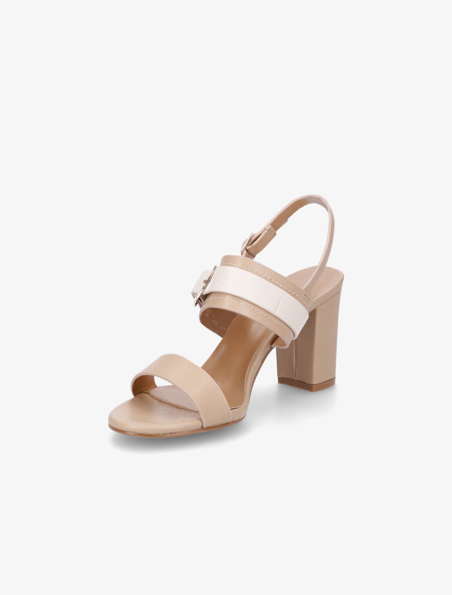Sandales à talon et double boucles - Beige - 3