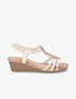 Sandales compensées bride à strass - Beige - 5