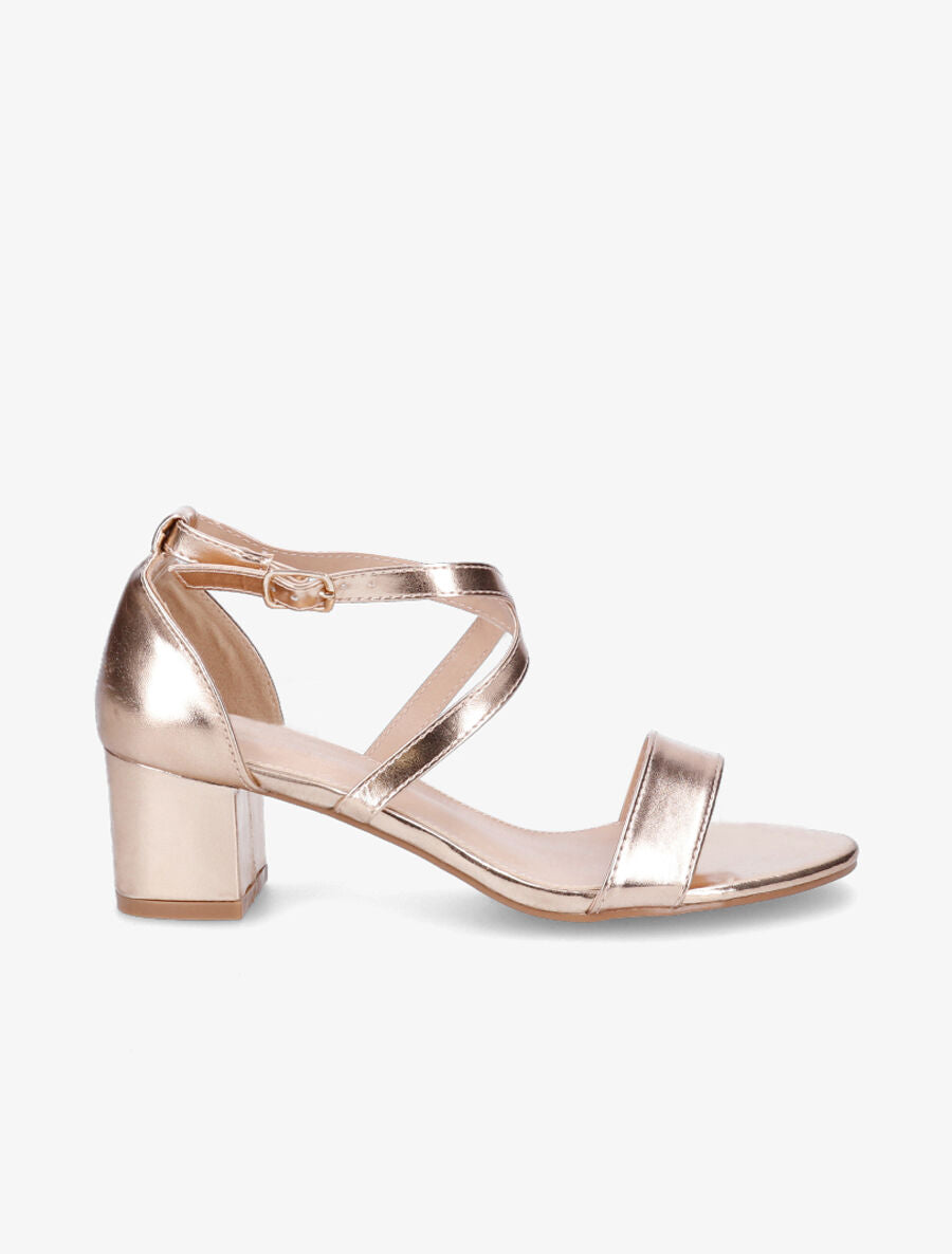 Sandales à brides croisées en simili - Rose gold - 5