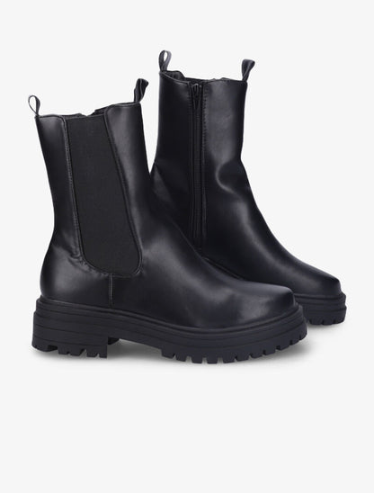 Bottines à plateforme et semelle crantés stylisés - Noir - 1