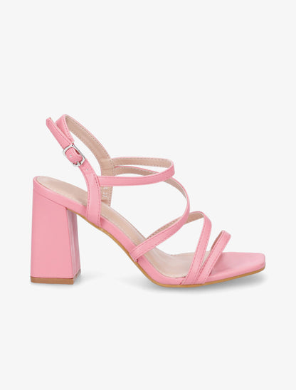 Sandales en simili à talon - Rose - 5