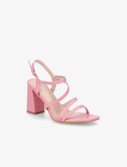 Sandales en simili à talon - Rose - 2