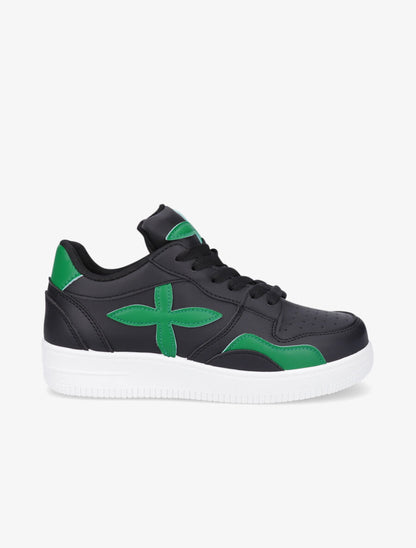 Baskets en simili à motif graphique - Noir/vert - 5
