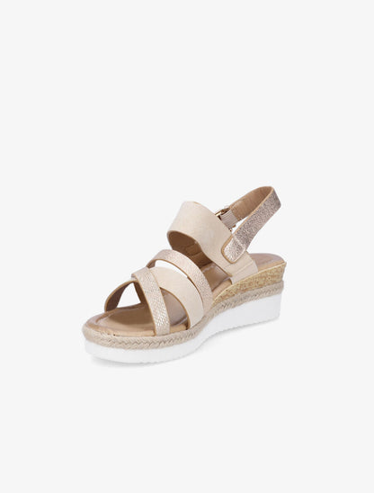 Sandales compensées irisées et python - Beige - 3
