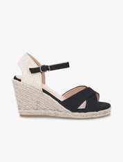 Sandales compensées style espadrille - Noir - 5