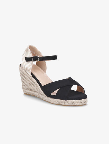 Sandales compensées style espadrille - Noir - 2