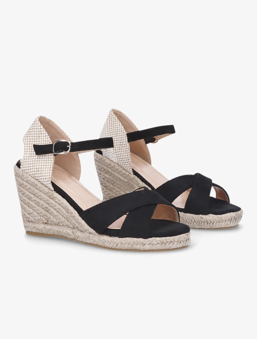 Sandales compensées style espadrille - Noir - 4