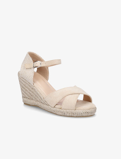 Sandales compensées style espadrille - Beige - 2