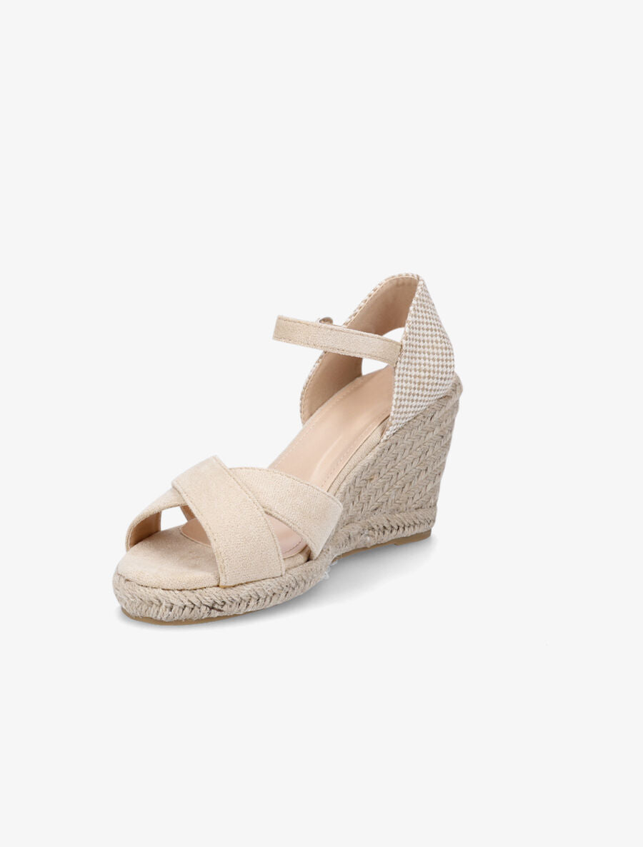 Sandales compensées style espadrille - Beige - 3