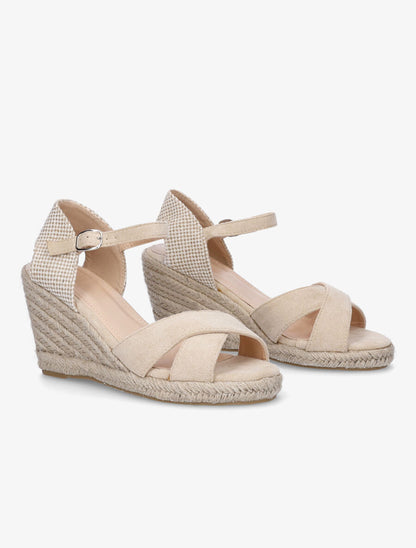 Sandales compensées style espadrille - Beige - 4