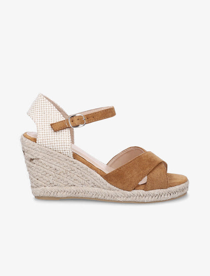 Sandales compensées style espadrille - Camel - 5