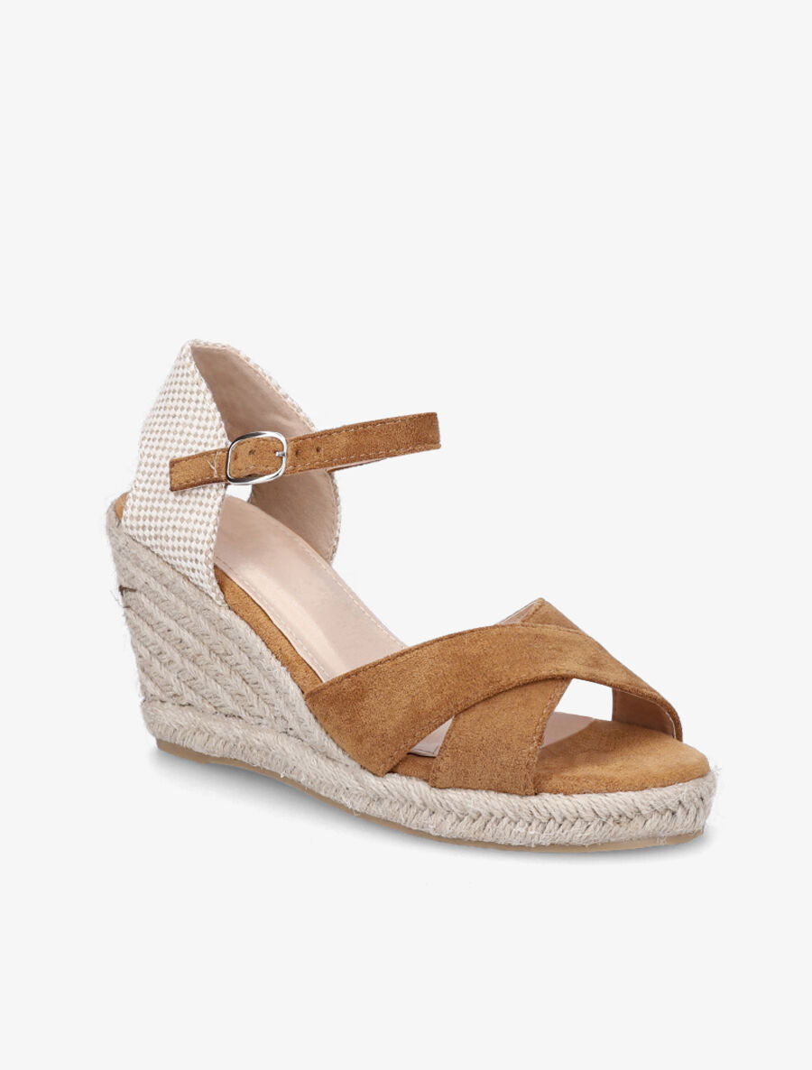 Sandales compensées style espadrille - Camel - 2