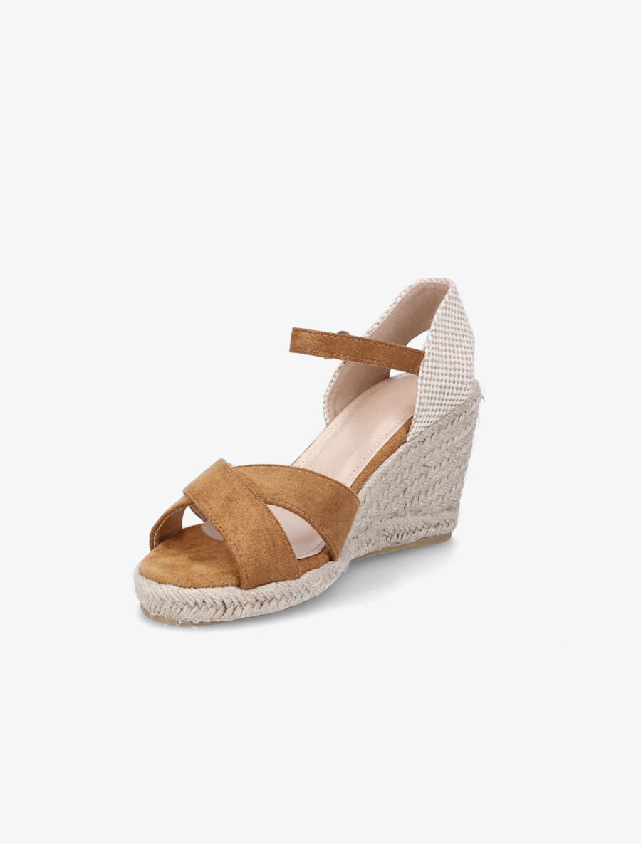 Sandales compensées style espadrille - Camel - 3