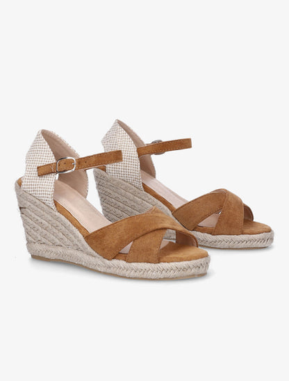 Sandales compensées style espadrille - Camel - 4