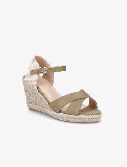 Sandales compensées style espadrille - Kaki - 2