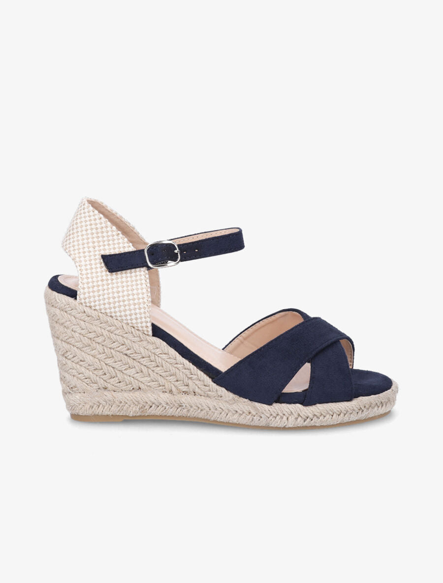 Sandales compensées style espadrille - Marine - 1