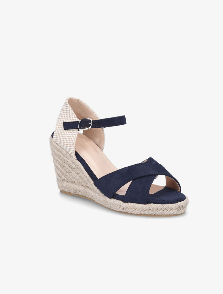 Sandales compensées style espadrille - Marine - 2
