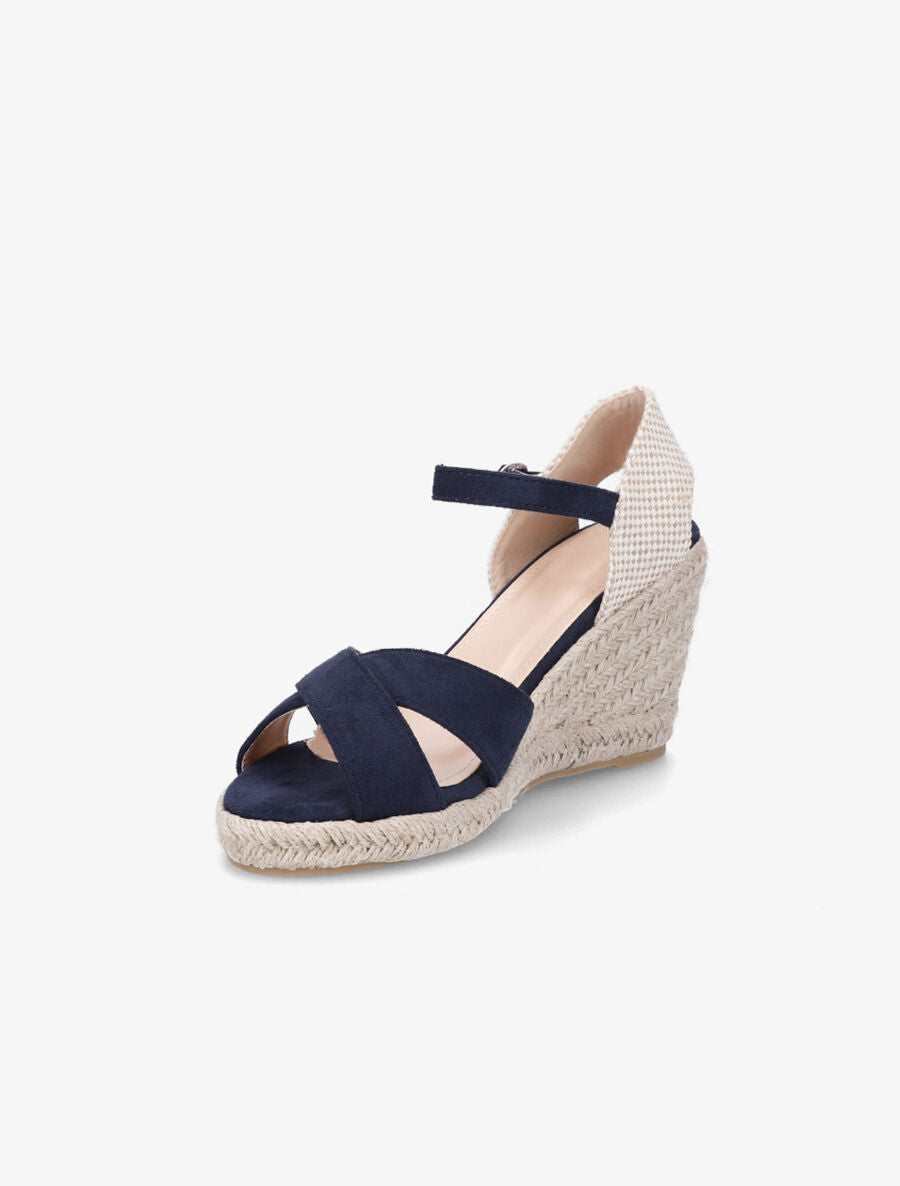 Sandales compensées style espadrille - Marine - 3
