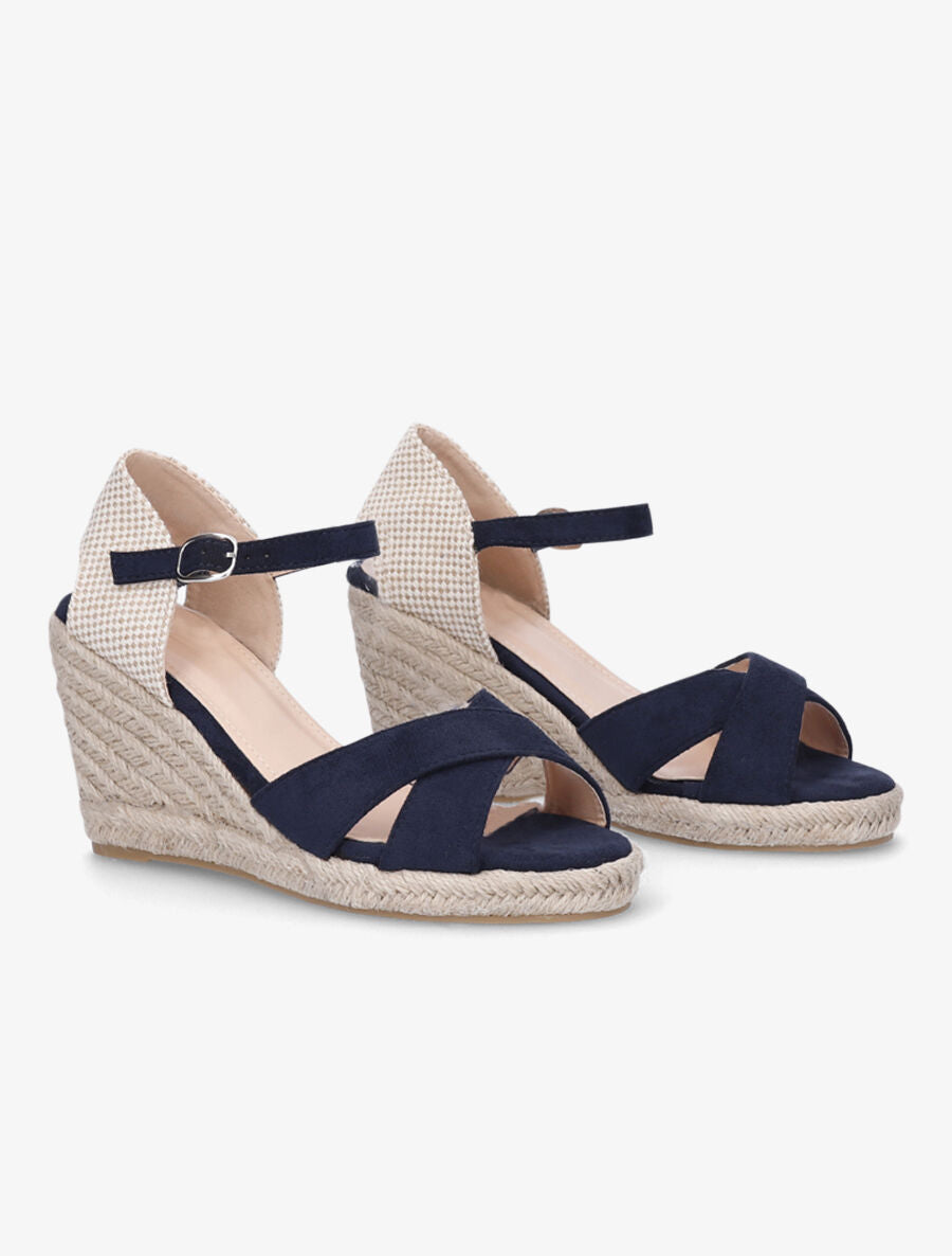 Sandales compensées style espadrille - Marine - 4