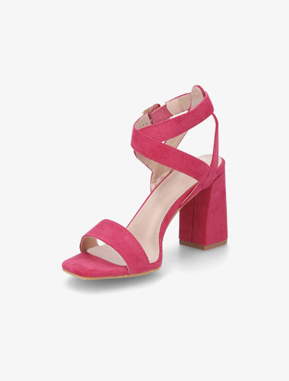 Sandales en suédine à brides croisées - Fuschia - 3