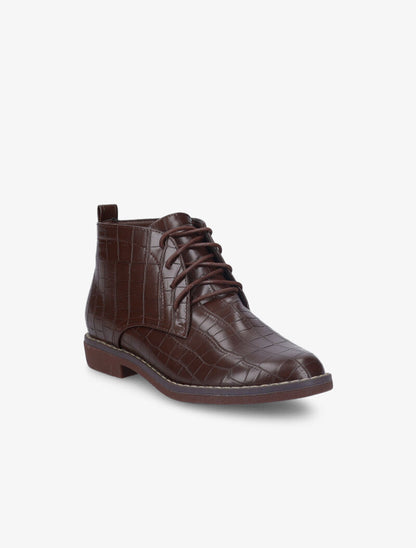 Derbies montantes vernies effet croco - Marron - 2