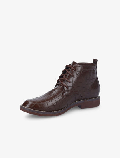 Derbies montantes vernies effet croco - Marron - 3